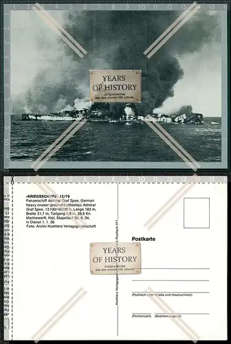 Postkarte Panzerschiff Admiral Graf Spee Untergang vor Uruguay