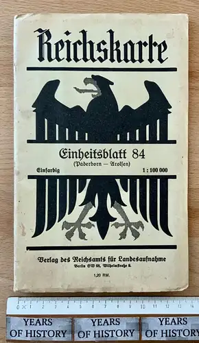 Reichskarte Einheitsblatt 84 ( Paderborn Arolsen ) einfarbig 1:100 000