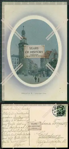 Orig. AK Präge Halle an der Saale Leipziger Turm 1909 gelaufen