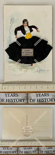 AK - Stoffkarte Stoffkleid Spanien Frau traditionelle Tracht – Flamenco-Tänzerin