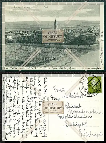 Orig. AK Elz b. Limburg Lahn 1933 gel. Kirche mit Dorf Ansicht