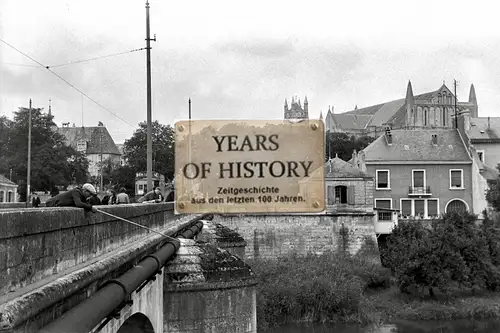 Foto kein Zeitgenössisches Original Brücke Straßenbahn Kirche Fluss Frankreich B