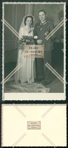 Foto Soldat mit Braut Bräutigam Hochzeit 1940-43