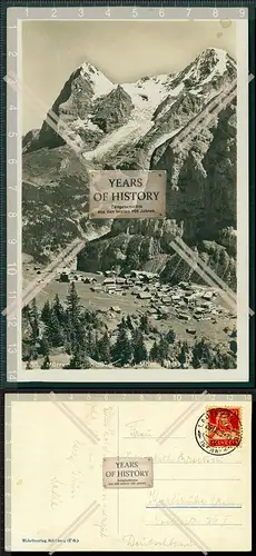 AK Mürren Eiger Mönch Berner Oberland Lauterbrunnental gelaufen 1929 Schweiz