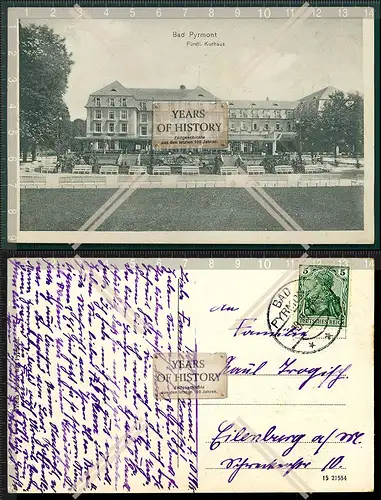 AK Bad Pyrmont fürstliches Kurhaus 1915 gelaufen