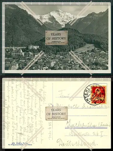 AK Interlaken mit Jungfrau Schweiz, 1929 gelaufen schönes Panorama