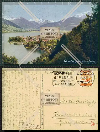 AK Zell am See gegen die Hohentauern 1928 gelaufen Sonderstempel schmitten Höh