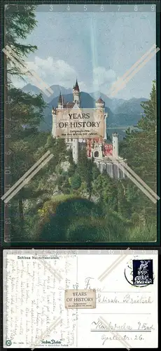 AK Schloss Neuschwanstein 1920 gel. Farben Fotos Aufnahme in natürlichen Farbe