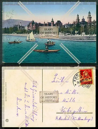 AK Zürich-Enge-Alpenquai 1929 gelaufen