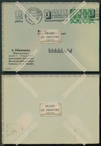 Briefmarke Stempel Brief Werbung nach Hannover von Firma L. Niemann Hannover Aut