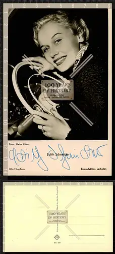 Autogrammkarte Edith Schneider original Unterschrift