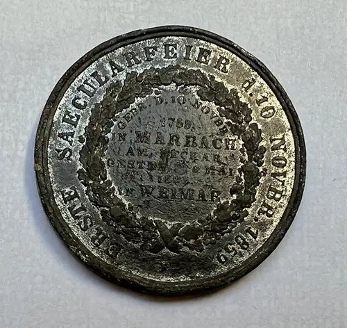 Medaille 1859 Zinn - Schiller Friedrich - 1759-1805 - Büste nach rechts