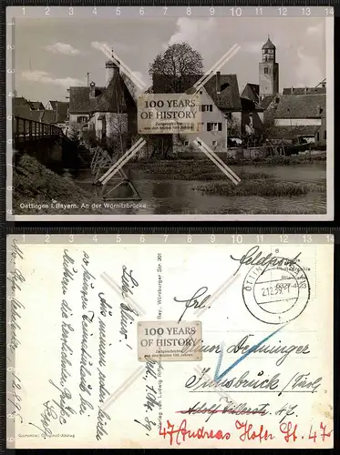 Orig. AK Oettingen Ries Wörnitz Bayern b. Nördlingen Wörnitzbrücke