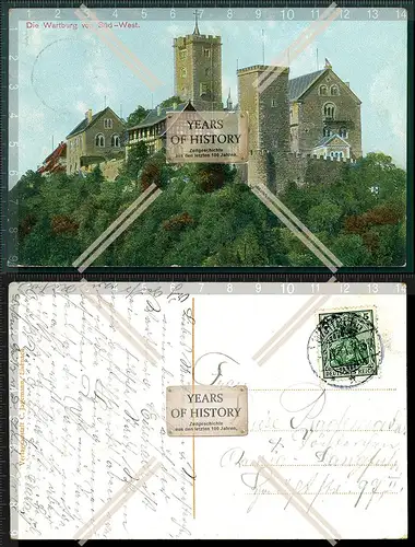 AK die Wartburg von Süd West ausgesehen 1911 gelaufen 