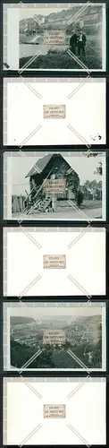Foto 3x Fähre Rhein Mosel mit Rad gezogen 1928 im Hintergrund Weinberge 