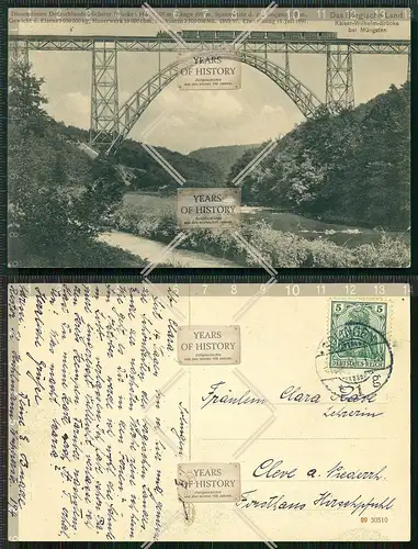 Orig. AK Müngsten Kaiser Wilhelm Brücke Lokomotive Bergisches Land gel. 1910