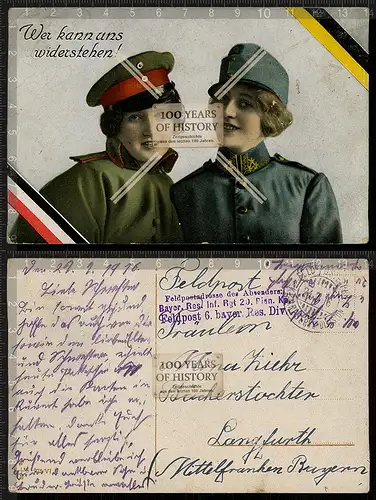 Orig. AK Mädchen in Uniform gel. 1916