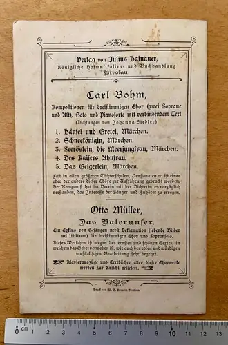 Heft - Das Geigerlein Karl Bohm Johanna Siedler 1898 Verlag J. Hainauer Breslau