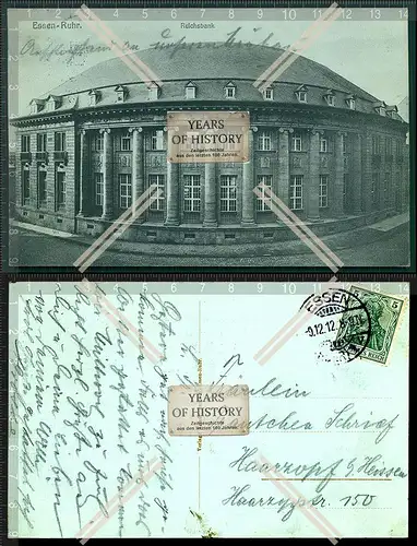 AK Essen Ruhr Reichsbank 1912 gelaufen