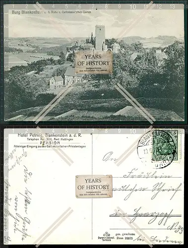 AK Burg Blankenstein Hattingen Gethmanns Garten 1908 gelaufen Hotel Petring Pen