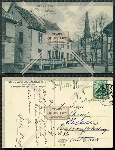 AK Hagen Dahl Hotel zum goldenen Stern 1910 gelaufen Inhaber Neuhaus