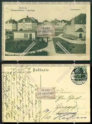 AK Essen Ruhr Städtische Krankenanstalten 1910 gelaufen