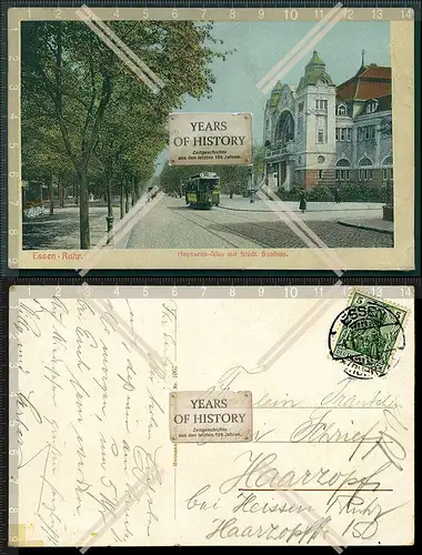 AK Essen Ruhr Huyssenallee 1913 gel. Straßenbahn Kleinbahn städtischen Saalba