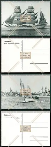 Foto AK 2x Bundeswehr Marine Segelschulschiff Gorch Fock im Hintergrund Zerstö
