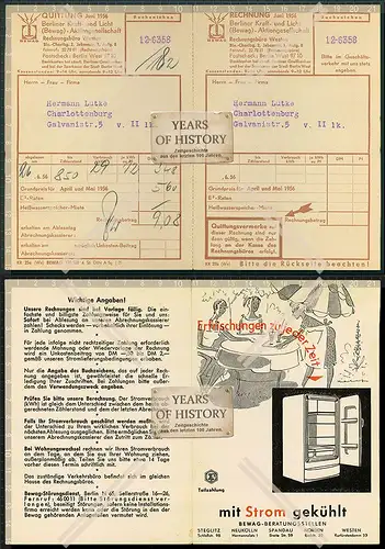 alte Werbung 1950er Jahre Bewag Berliner Kraft und Licht mit Strom gekühlt