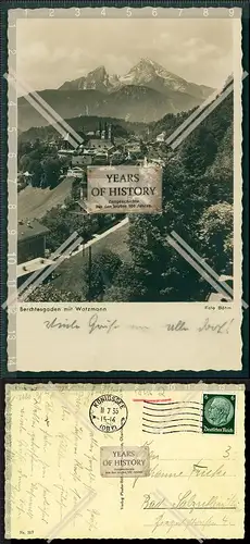 Foto AK Berchtesgaden mit Watzmann 1935 gelaufen Stempel Königssee