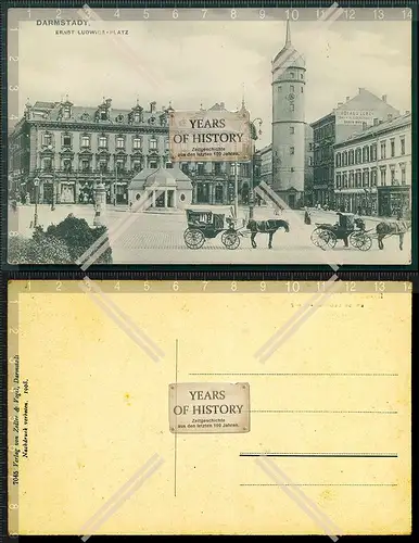 AK Darmstadt Ernst Ludwig Platz 1905 Droschke Pferdekutsche Litfaßsäule Gesch