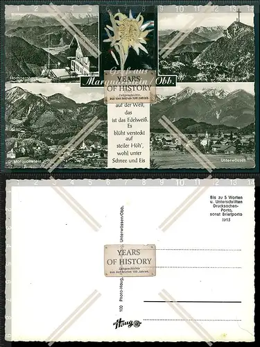 Orig. Foto AK Marquartstein Traunstein mit Edelweiß eingeschweißt in Karte