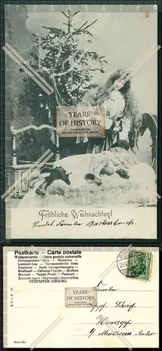 AK Weihnachten Mädchen Rausch Gold Engel Spielzeug Geschenke 1907 gelaufen