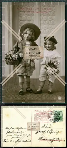 AK Kinder kleine Mädchen mit Blumenkorb 1908 gelaufen