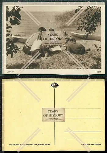 AK RAL Postkartenkalender 1956 Fröhliche Herzen DDR Vorfreude