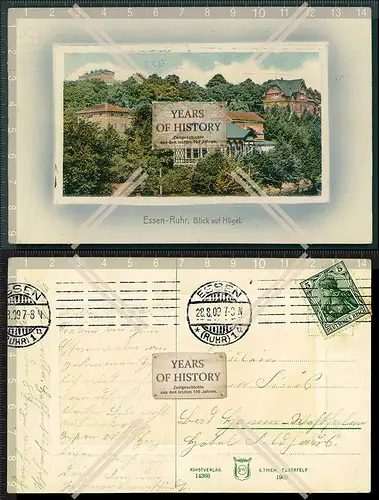 AK Essen Ruhr Blick Villa Hügel Bredeney 1909 gel. wurde 1870–1873 von Alfre