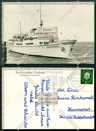 AK Schiff Wappen von Hamburg vor Cuxhaven Nr. 2