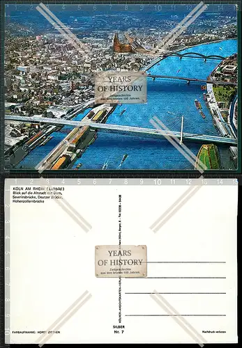 Orig. AK Köln am Rhein Fliegeraufnahme seltene Farbkarte Horst Ziethen