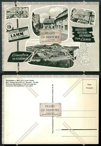 Orig. Foto AK Löwenstein Heilbronn Gasthof Metzgerei Lamm Esso Tankstelle Werb
