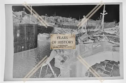 Original Negativ Belgien Frankreich 1940-41 zerstörter Hafen