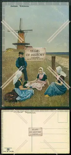 AK Walcheren Zeeland Windmühle Kinder in Tracht Holland Niederlande 1936 