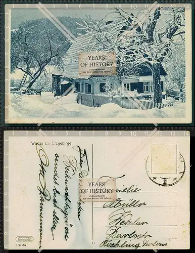 AK Winter im Erzgebirge kleine Pension Haus Ansicht 1942