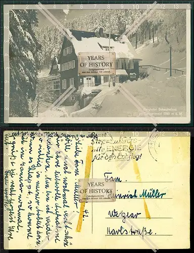 AK Berghotel Schauinsland Freiburg Schwarzwald Winterlandschaft 1942 gelaufen