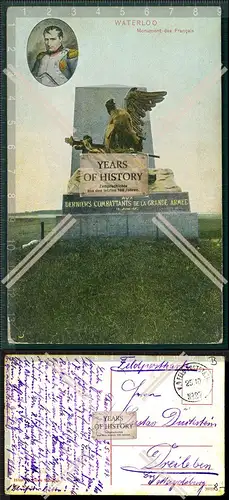 AK Waterloo Brabant Monument des Francais Feldpost 1914 gelaufen