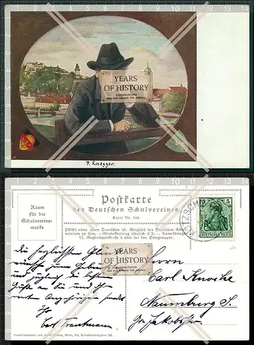 AK Peter Rosegger Deutschen Schulvereines Nr. 104 Mann mit Hut Hintergrund die