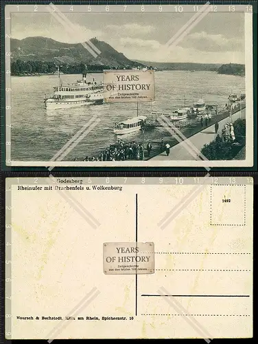 AK Godesberg Rheinufer Raddampfer Schifffahrt Drachenfels Wolkenburg 1933