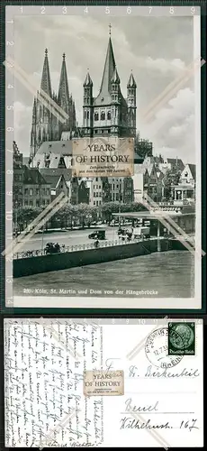 Foto AK Köln Hängebrücke Straßenansicht Werbung Oldtimer 1939 gelaufen