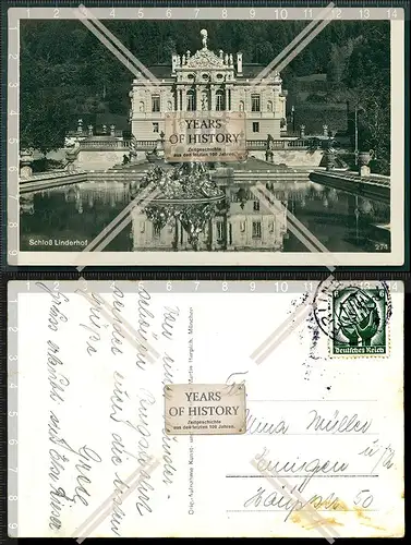 Foto AK Schloss Linderhof Ettal Bayern 1935 gelaufen
