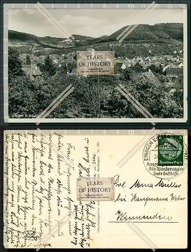 Foto AK Eningen unter Achalm 1939 gelaufen Karte mit Knick unten links