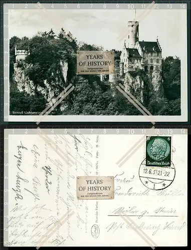 Foto AK Schloss Lichtenstein Reutlingen 1933 gelaufen